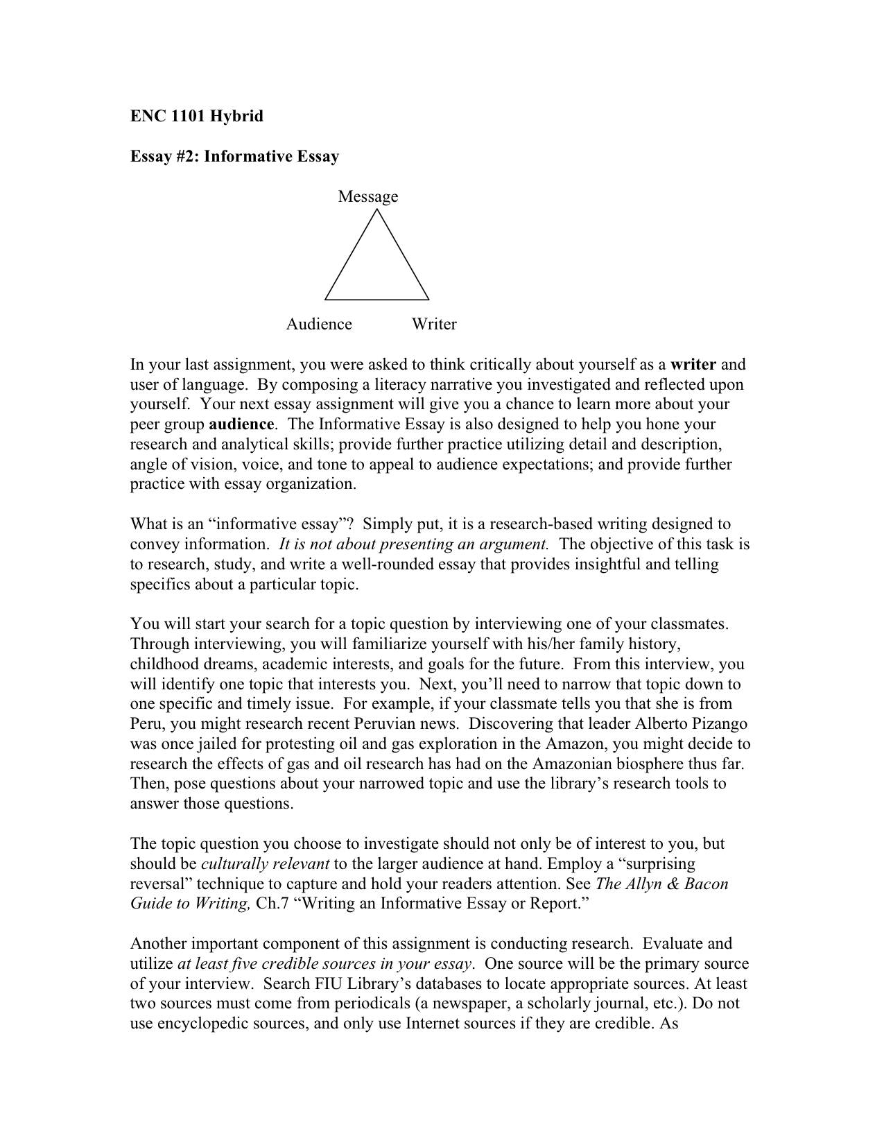 informational essay examples middle school
